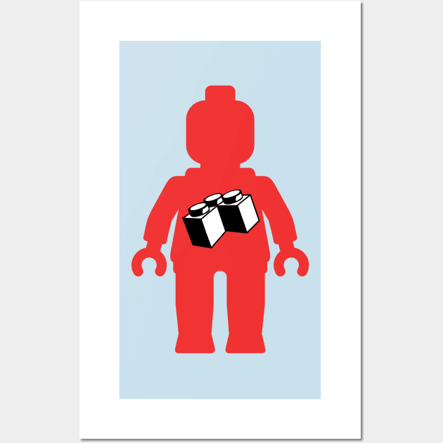 Red Minifig with 2 x 2 Corner Brick Logo, Customize My Minifig Wall Art by ChilleeW